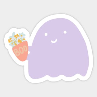 Ghost holding flowers Sticker